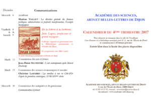 Académie des sciences, arts et belles-lettres de Dijon Communications décembre 2017