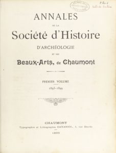 Annales de la Société d’histoire, d’archéologie et des beaux-arts de Chaumont