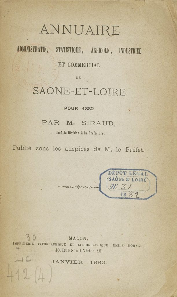 Annuaire administratif, commercial et historique du département de Saône-et-Loire