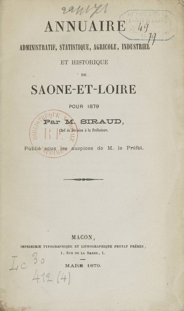 Annuaire administratif, statistique, agricole, industriel et historique de Saône-et-Loire