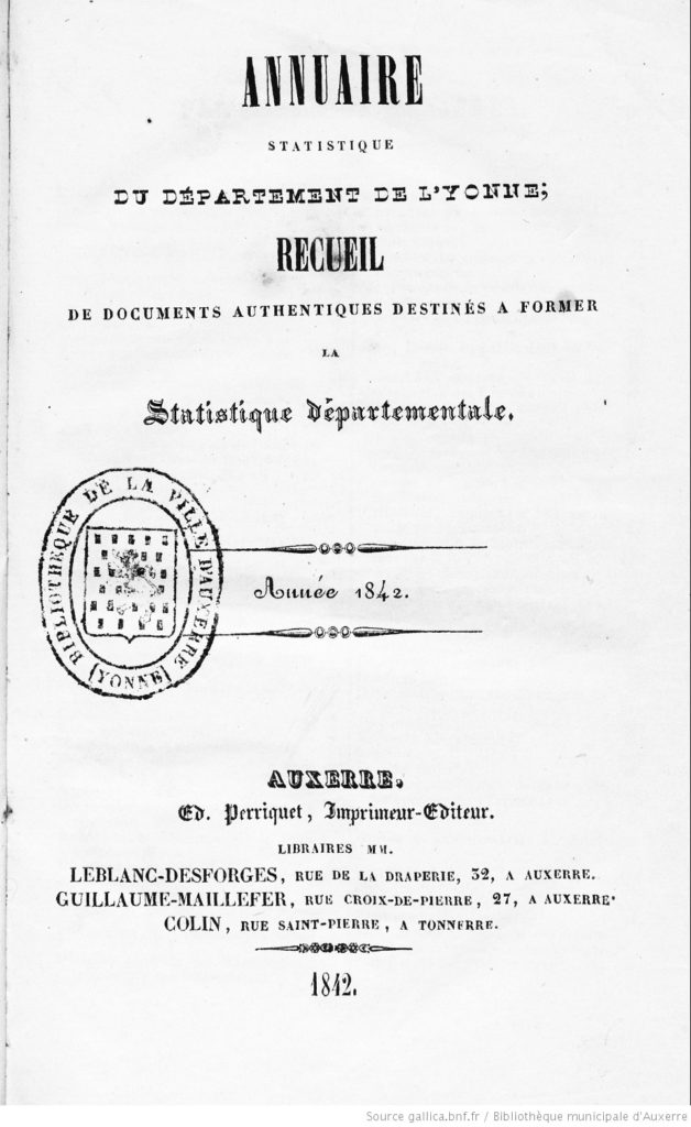 Annuaire statistique du département de l’Yonne