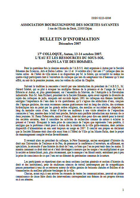 Bulletin d'information - Association bourguignonne des sociétés savantes