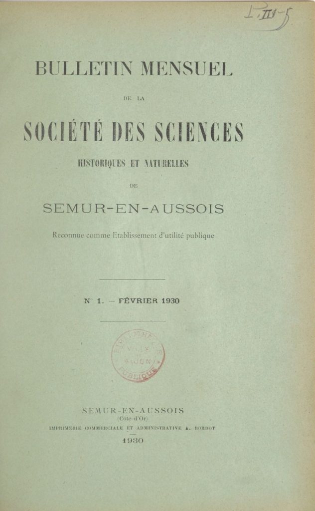 Bulletin de la Société des sciences historiques et naturelles de Semur