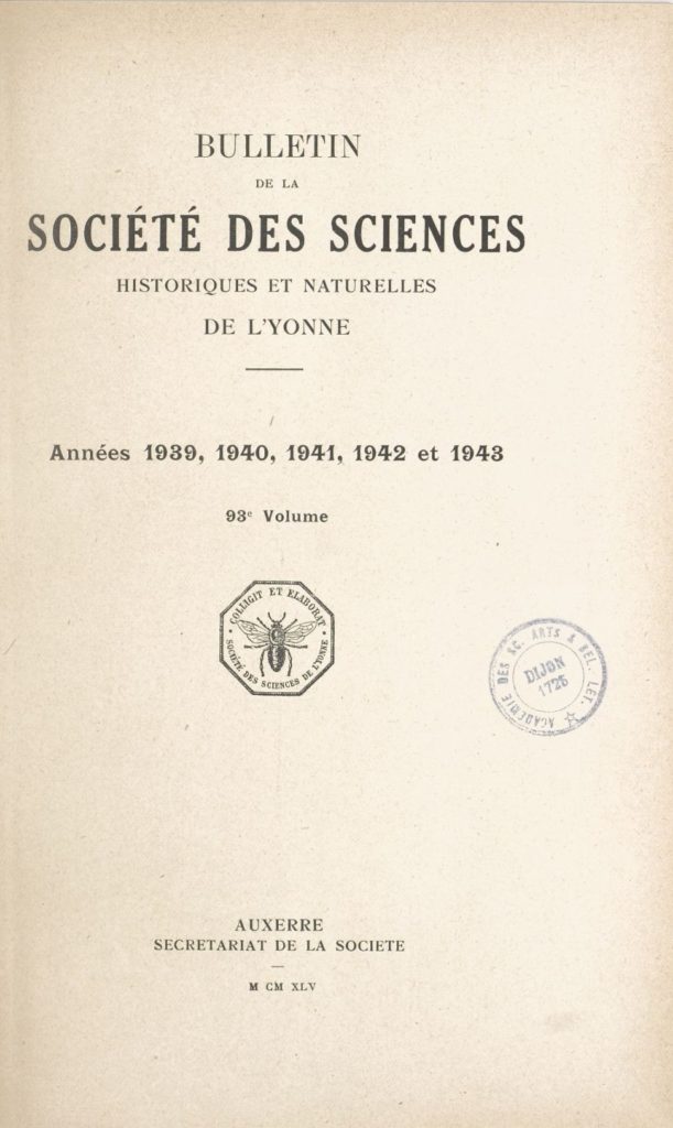 Bulletin de la Société des sciences historiques et naturelles de l’Yonne