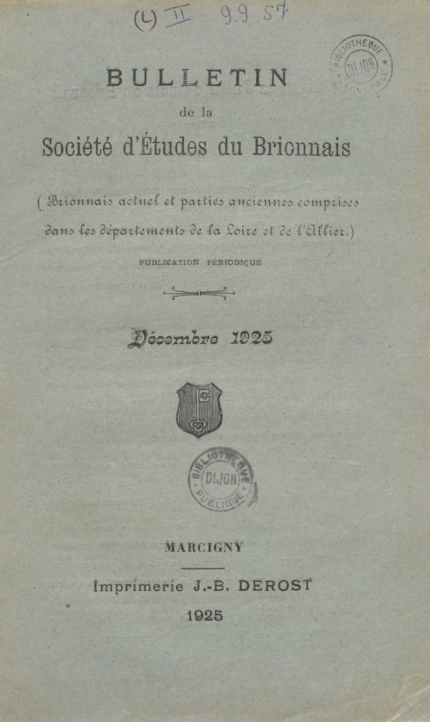 Bulletin de la Société d’études du Brionnais (Marcigny)