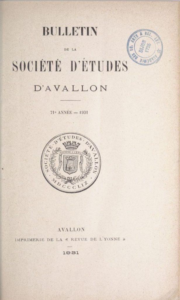 Bulletin de la Société d’études d’Avallon