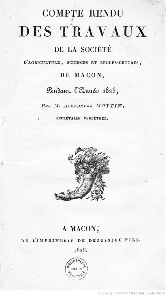 Compte rendu des travaux de la Société d’agriculture, sciences et belles-lettres de Mâcon