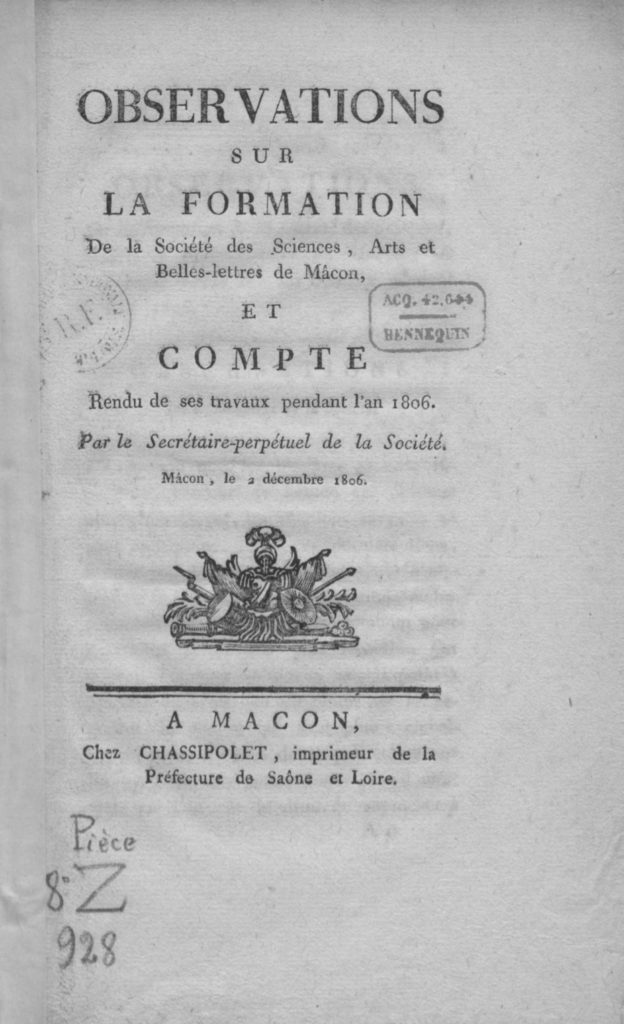 Compte rendu des travaux de la Société des sciences, arts et belles-lettres de Mâcon