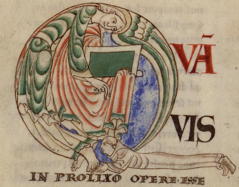 Saint Grégoire le Grand. Moralia in Job. Livres XIII-XVI. XIIe siècle (1111) / Bibliothèque municipale de Dijon, ms 170, f. 6v (détail)